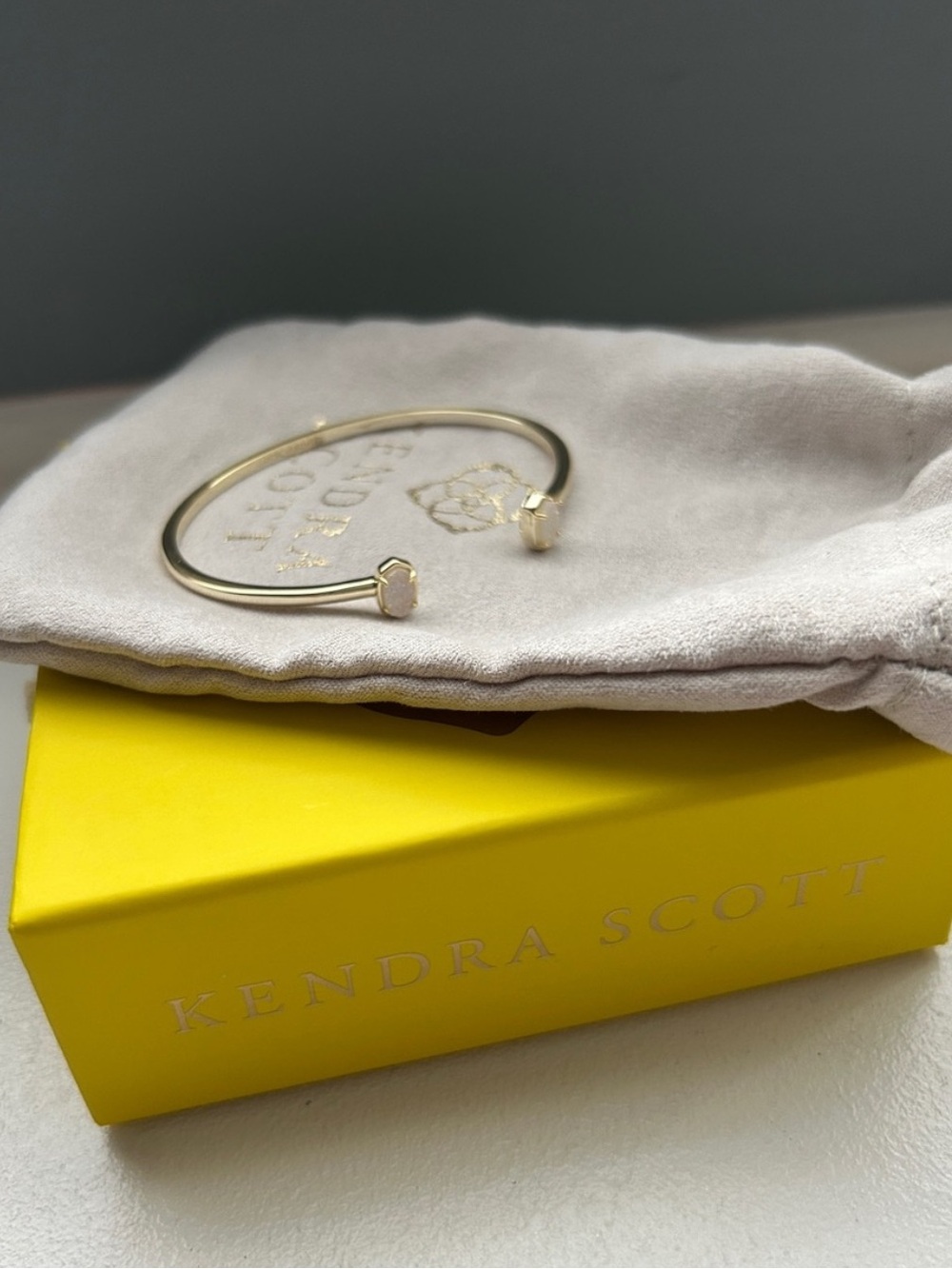 Kendra Scott Gold Open Cuff with Hexagon Stone Ends